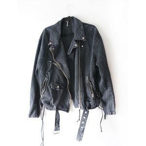 Free People Denim Moto Jacket